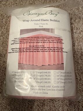 Biscayne Bay Pink Wrap Around Elastic Bedskirt - Twin/Twin XL
